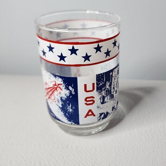 Vintage Libbey Glass NASA Apollo 14 Drink Glass Moon Landing Astronaut USA 1970s - Picture 1 of 5